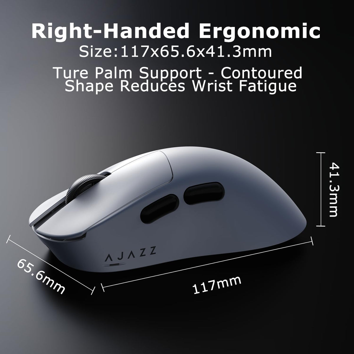 AJ179 V2 Wireless Gaming Mouse, Tri-Mode 2.4G/Bluetooth/Wired, 800mAh Battery Inside a 61g Ultra-Light Shell, 24000 DPI, 6 Programmable Buttons, Right-Handed Ergonomic, On-Board Memory – White