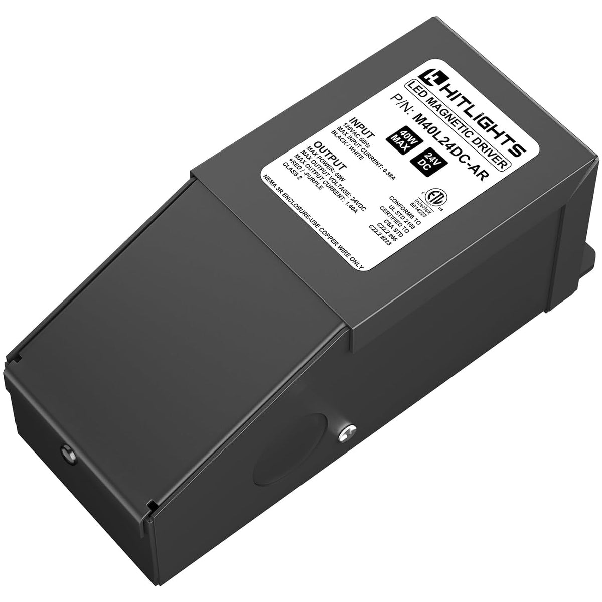 HitLights 40W Dimmable Driver, Magnetic LED Driver, 120VAC to 24VDC Transformer, Lutron and Leviton Compatible for LED Strip Lights, Constant Voltage LED, USA Made