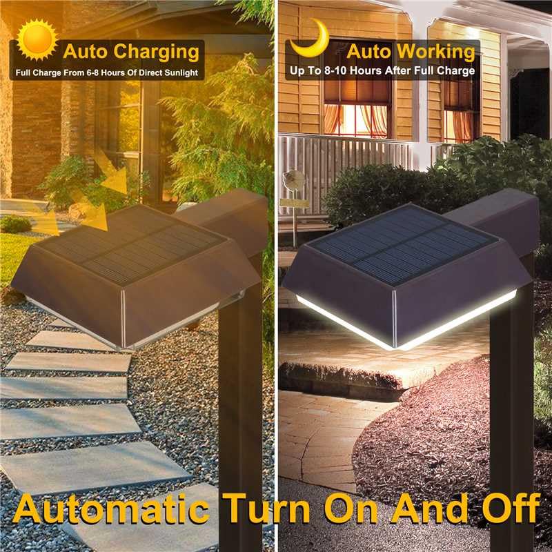Bobcat Solar Pathway Lights Super Bright 300 lumens with 2-in-1 Warm White and Daylight Modes, Dark Brown Solar Lights for Outdoor Path, Sidewalk, Driveway or Walk Way Light(4 Pack)