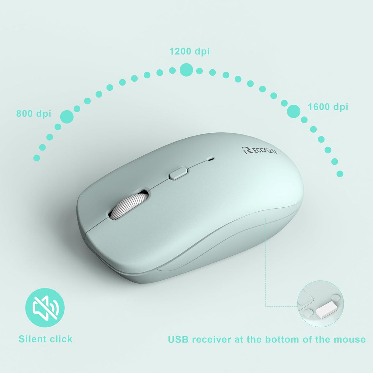 Wireless Keyboard and Mouse Combo Silent for Office and Home(Mint Green-B)