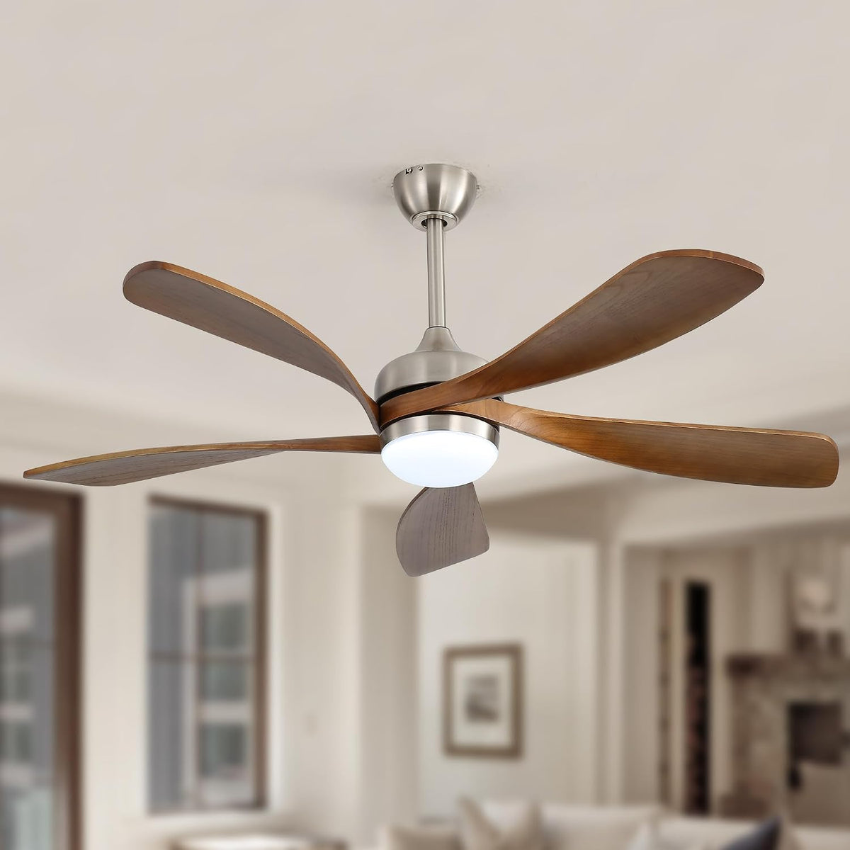 52"Ceiling Fan Light DC Motor 6-Spd Reversible Remote Timer,Sakuragi