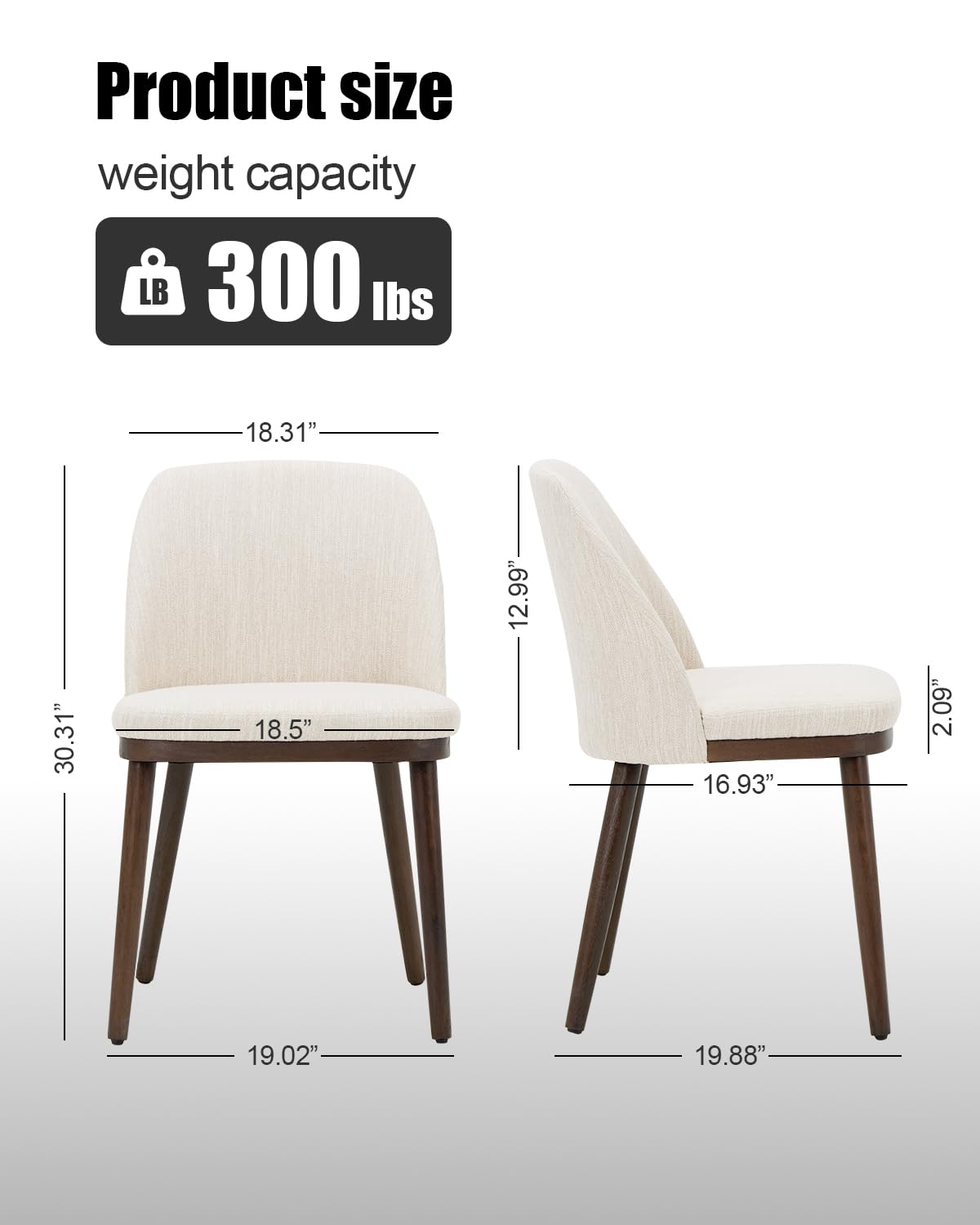 Homixis Upholstered Dining Chairs Set of 6 - Line Fabric Modern Dining Room Chairs, Mid-Back Restaurant Kitchen Chairs with Wooden Legs