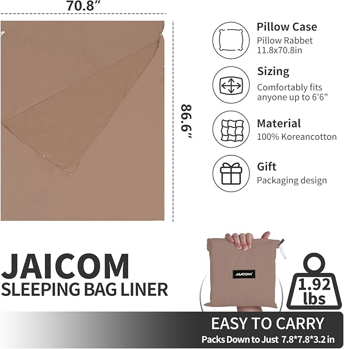 Sleeping Bag Liner - Travel Sheets for Hotel, Portable & Comfortable & Quick-Drying Adult Sleep Sack for Camping, Business Trips, Traveling, Hostel