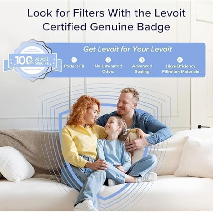 LEVOIT LV-H128 Air Purifier Replacement, 3-in-1 Pre-Filter, Capture Dust Smoke Pollen, Activated Carbon, 3-Stage Filtration System, 2 Piece Set, LV-H128-RF, 1 Pack