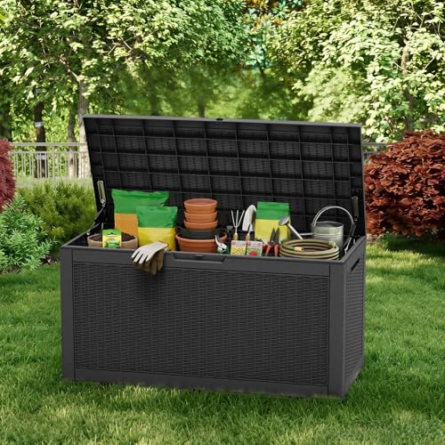 121 Gal Waterproof Outdoor Storage Box Lockable Deck Box
