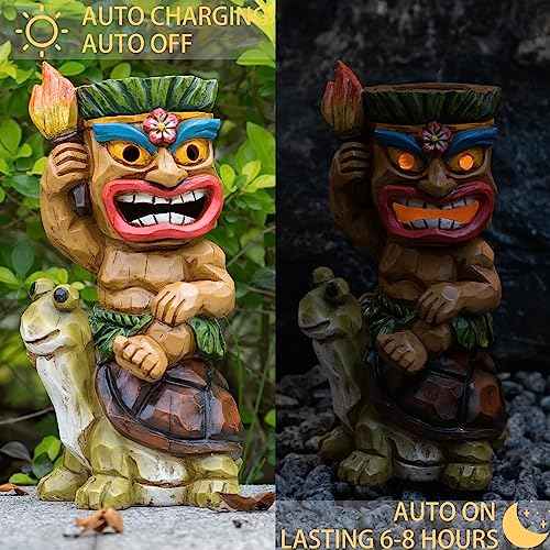 Tiki Outdoor Statue with Turtle Decor
