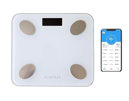 Smart Scale for Body Weight, Fat, BMI, High Precision, 396 lbs Capacity, Large LCD Display, Fitness Health Scale, Smartphone App Sync - White