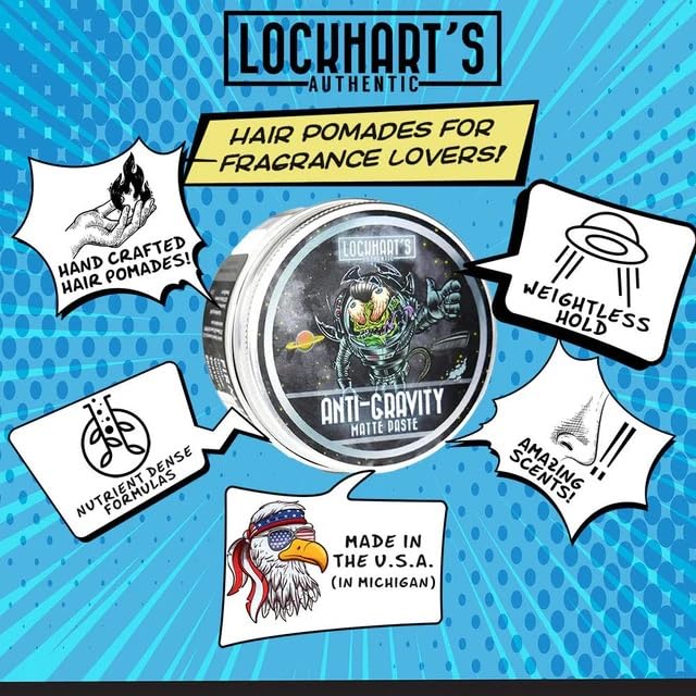 Lockhart’s Anti-Gravity Matte Paste – Award-Winning Hybrid Clay/Fiber/Wax for Men (3.4 oz) – Firm, All-Day Reworkable Hold, Big Volume, Natural Matte Finish, Texture-Defining Pomade