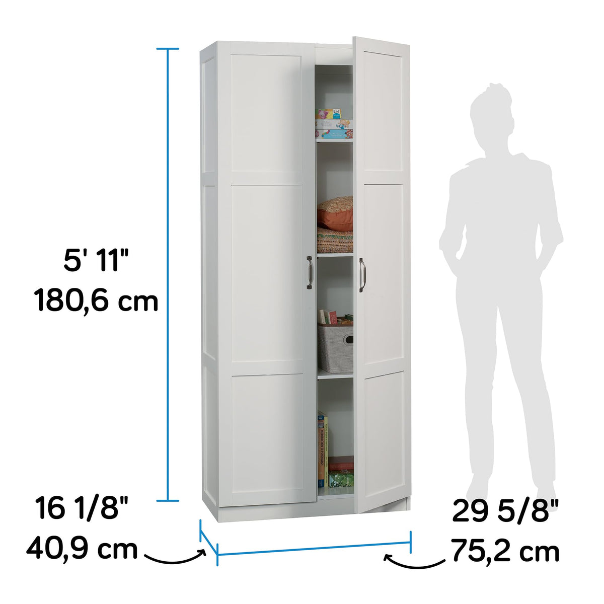 Sauder Select Storage Cabinet/ Pantry cabinets, White finish