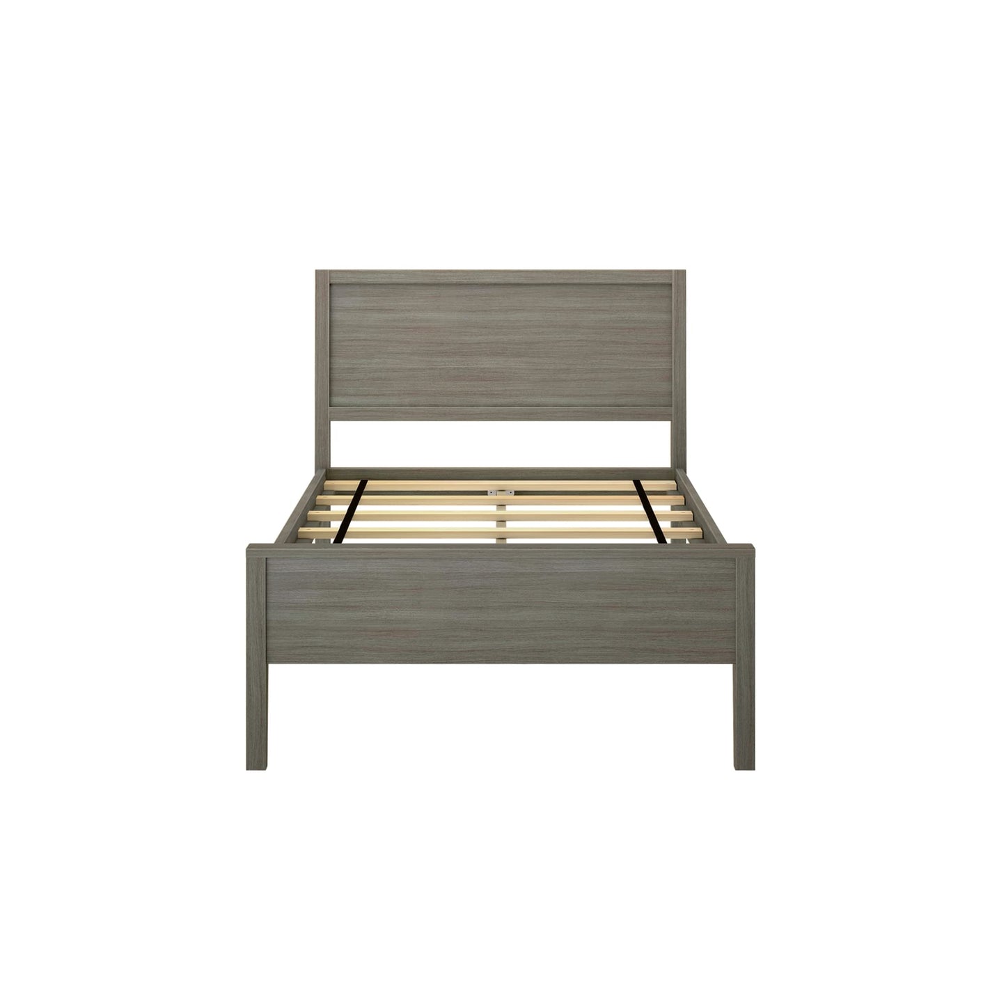 Max & Lily Twin Bed, Solid Wood Twin Bed Frame with Panel Headboard, Kids Twin Bed with Wood Slat Support, No Box Spring Needed, Clay