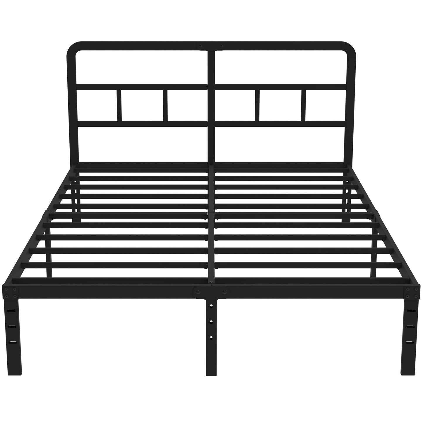 DiaOutro 14 Inch Full Size Bed Frame with Headboard No Box Spring Needed, Heavy Duty Metal Platform with Steel Slat, Mattress Foundation, Easy Assembly, Noise Free, Black