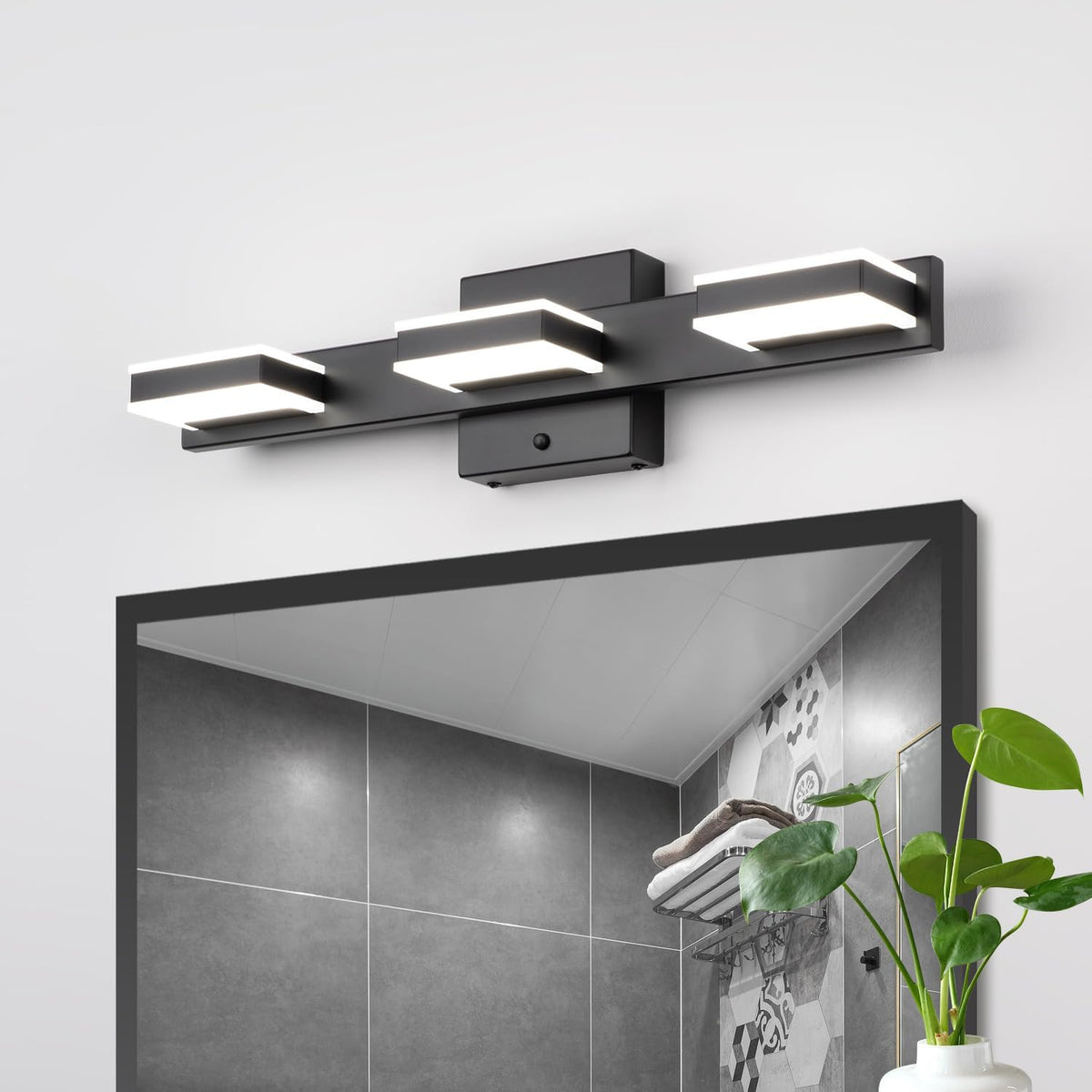 mirrea 20" 3 Light 3CCT LED Black Bathroom Vanity Light Fixture