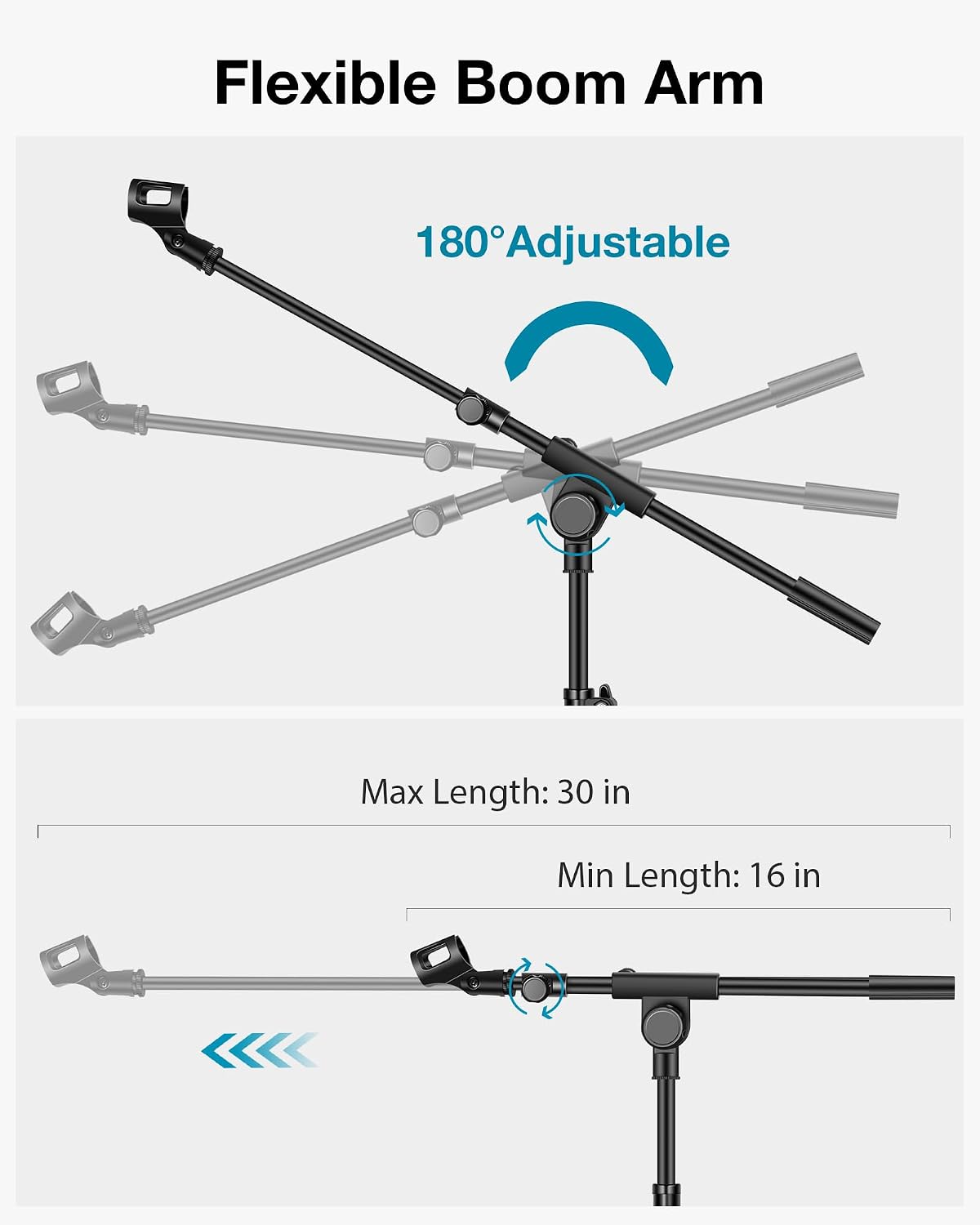 InnoGear Mic Stand Tripod Boom Arm Floor Microphone Stand Height Adjustable