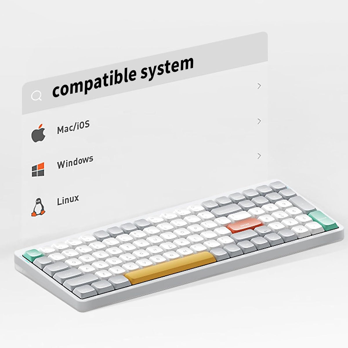 nuphy Air96 V2 Wireless Mechanical Keyboard,100 Keys Gaming Keyboard,Supports Bluetooth 5.1,2.4G and Wired Connection,for PC/Laptop/Windows/Mac -White Gateron Moss Switch