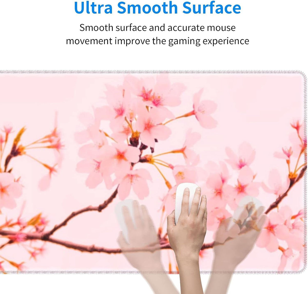 Sakura Cherry Blossom Gaming Mouse Pad XXL Large Office Desk Mat Non-Slip Waterproof Long Laptop Mat Pink Trees Painting