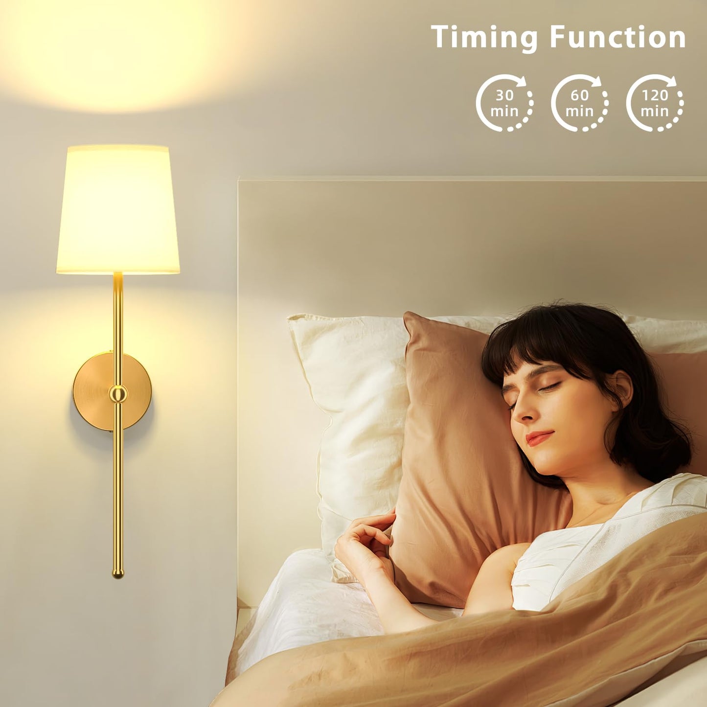 Lightbiz Battery Operated Wall Sconce Set of 2, Rechargeable Wall Lights with Remote, 15 Colors Wireless Dimmable Wall Lamp for Bedroom, Living Room, Hallway