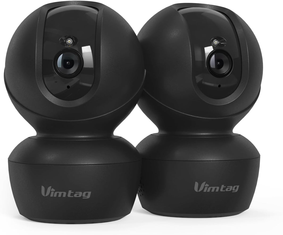 VIMTAG 5G 4MP Security Camera Indoor, 2 Pack Dog Camera with Speaker 360 Motion Tracking, IR Night Vision, Indoor Cameras for Home Security Puppy Cat, 2-Way Audio, Support Alexa, Card (Not Included)