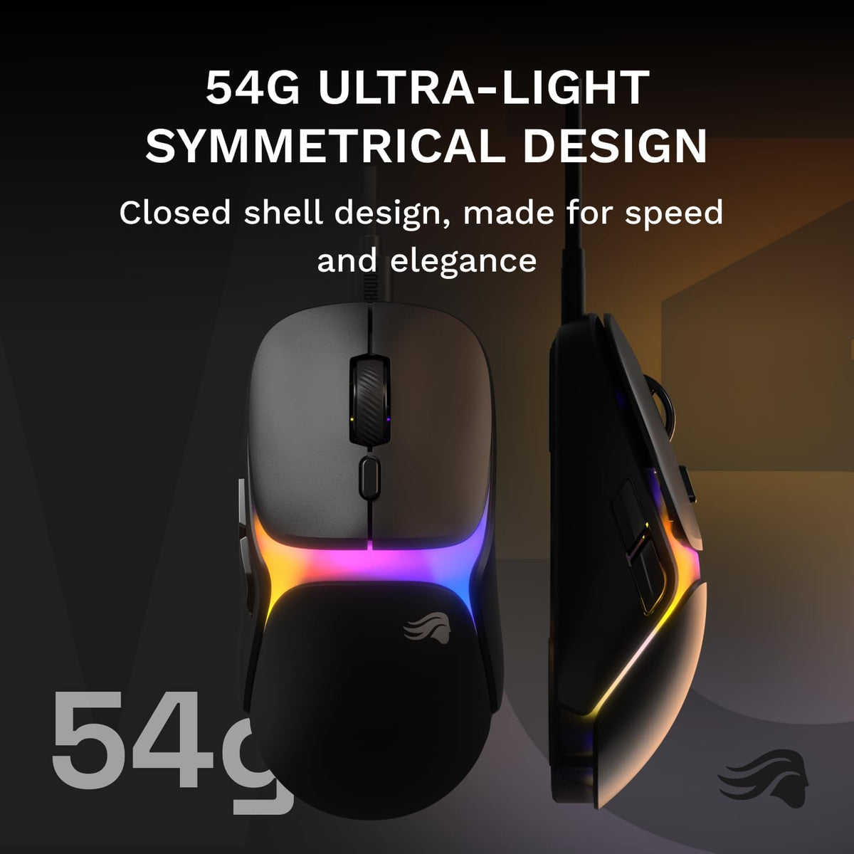 GLORIOUS Model O3 Wired Gaming Mouse (Black) | 54g Ultralight Symmetrical Shell, 30K DPI BAMF Sensor, 130M Optical Clicks, 750 IPS Tracking, Custom RGB Illumination