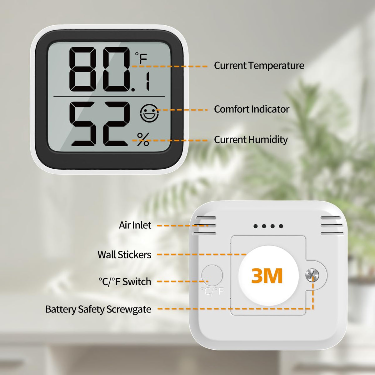 NOKLEAD 4 Pack Indoor Thermometer Hygrometer,Mini Digital Humidity Monitor