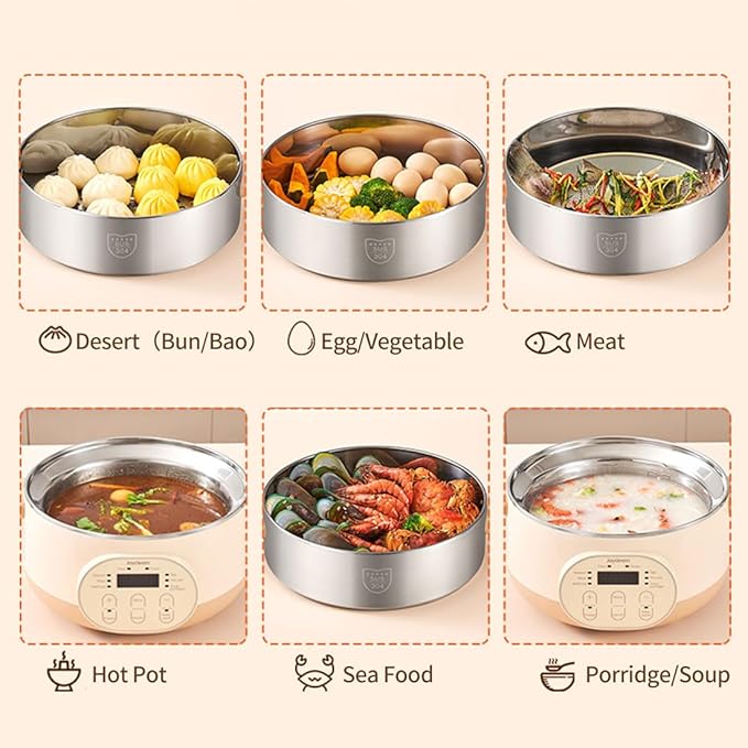 Joydeem Electric Food Steamer for Cooking, 2-Tier Stainless Steel Vegetable & Food Steamers, 15L/15.9 qt Large Capacity, JD-DZG15B