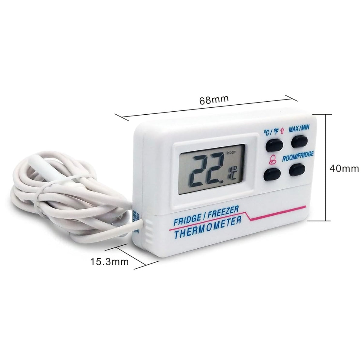 LCD Fridge Freezer Thermometer Digital Refrigerator Thermometer with 2 Sensor & Alarm Indoor Outdoor Temperature Gauge Refrigerator Temperature