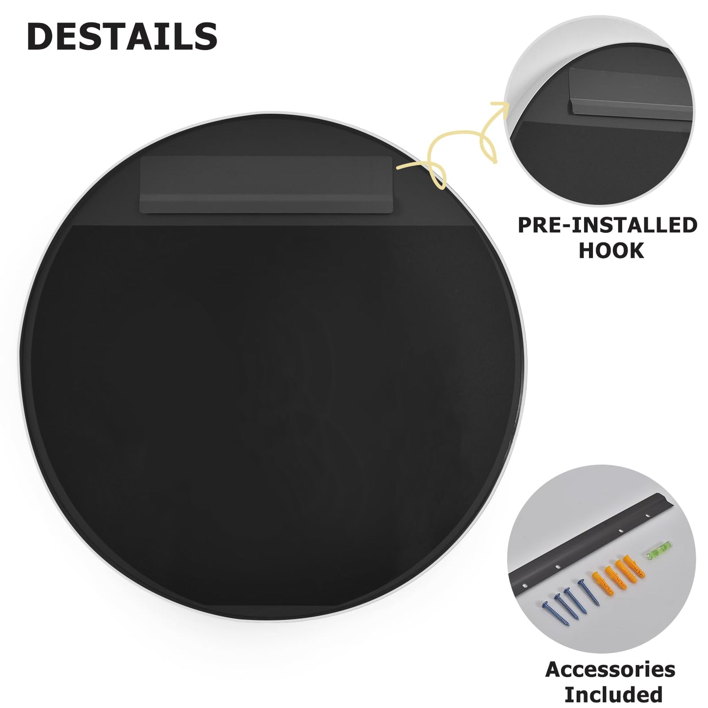 Easly 30 Inch Round Bathroom Mirror - Wall Mounted Circle Mirror with Metal Frame, Modern Mirror Suitable for Bathroom, Vanity, Entryway, Living Room, Wall Decor，Silver