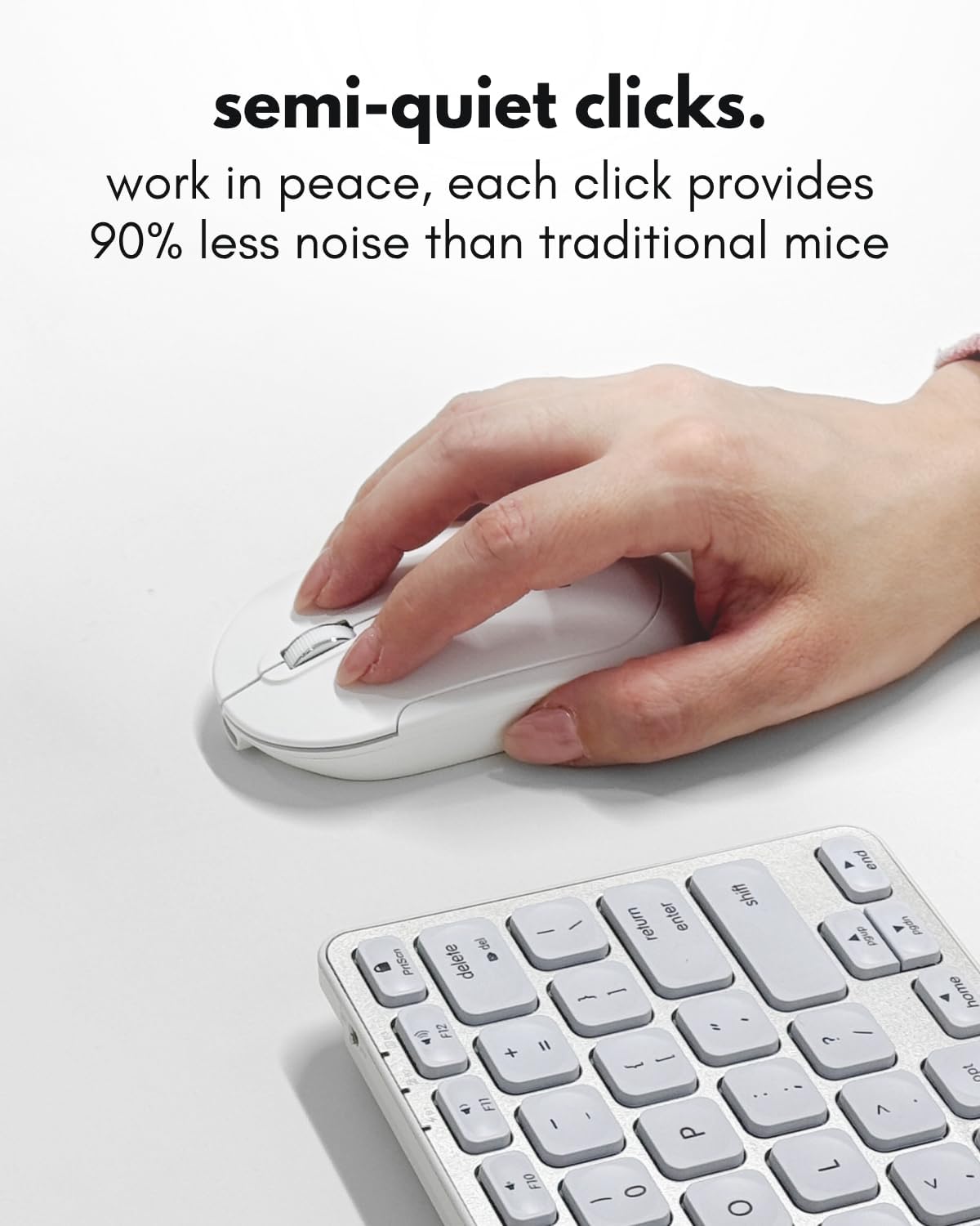 Macally Wireless Bluetooth Mouse for Mac, MacBook Pro/Air, iPad, and PC - Quiet Click and Comfortable Compatible Apple Mouse Wireless - Rechargeable - White