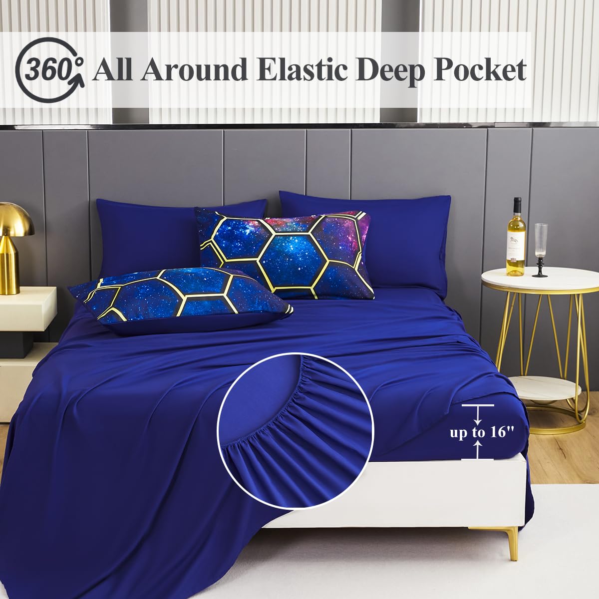 ZSYAYAHA Purple Space Bedding Set Kids Twin Bed Set for Boys Blue Galaxy Comforter Sets for Girls Soft Fluffy 7 Pieces Bed in A Bag Set with Sheets(Space Blue, Twin)