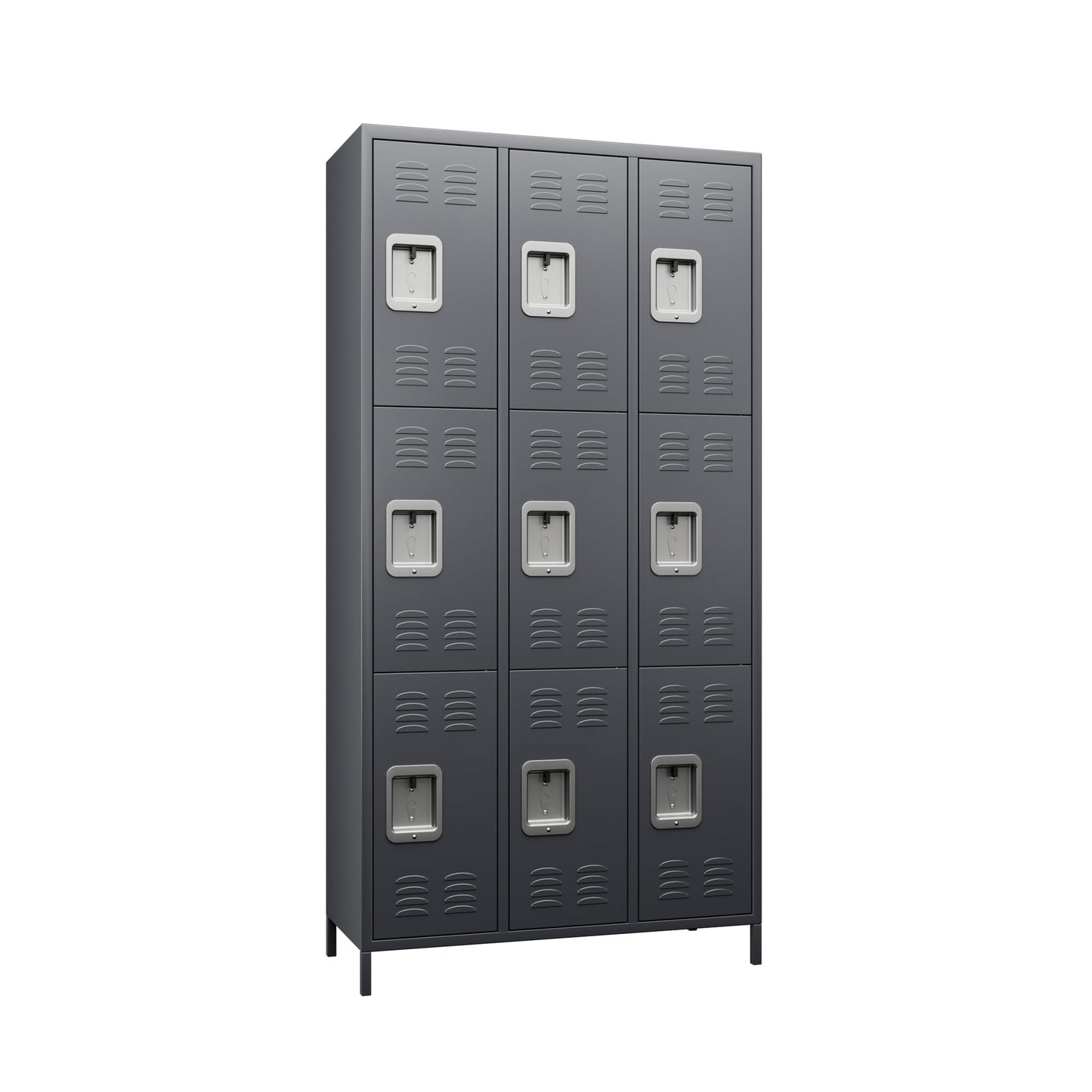 Reemoon 9 Doors Metal Storage Locker, Steel Storage Cabinet for Employees, Industrial Office Locker for School Gym Bedroom, Assembly Required,Dark Grey