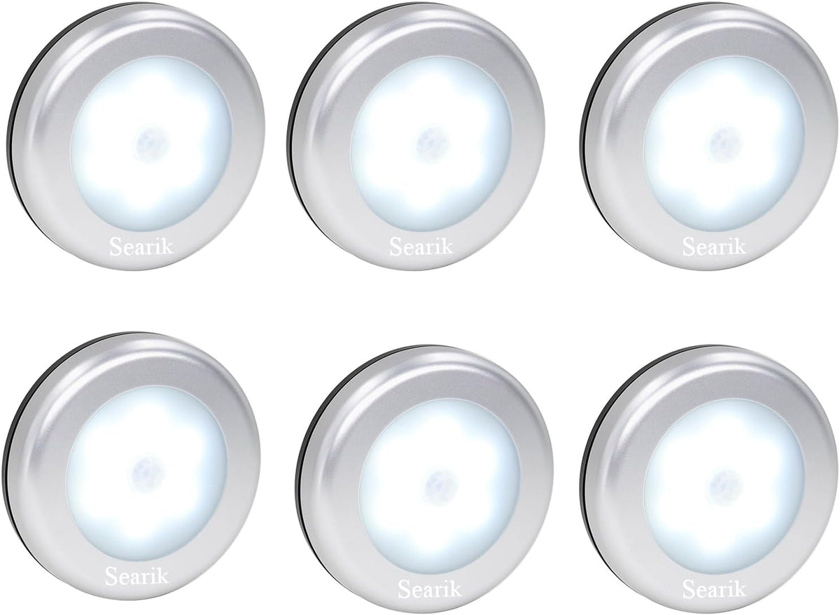 Searik Motion Sensor Night Light Indoor, Wireless Battery Operated LED Night Light Safety Lamp Step Lights Under Cabinet Lights for Stair, Bathroom, Closet, Hallway, Path