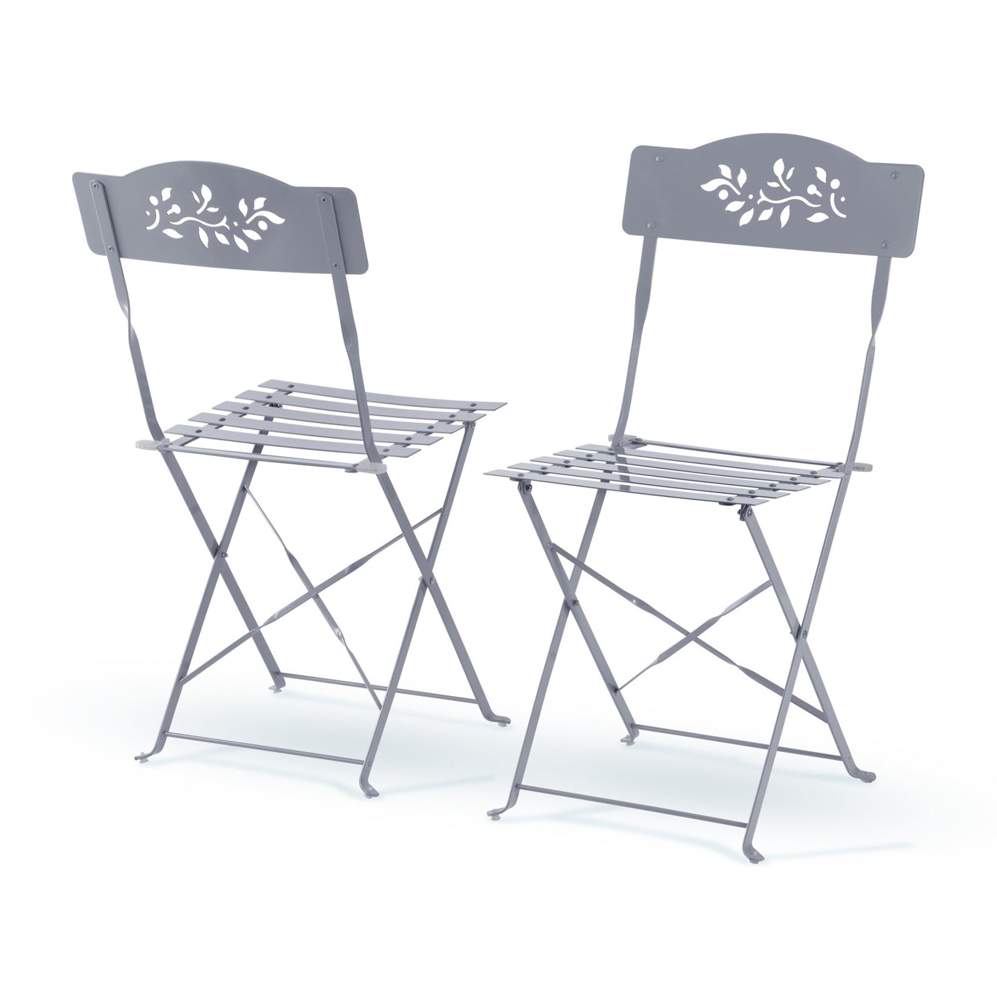 Alpine Corporation Indoor/Outdoor 3-Piece Bistro Set Folding Table and Chairs Patio Seating, Gray