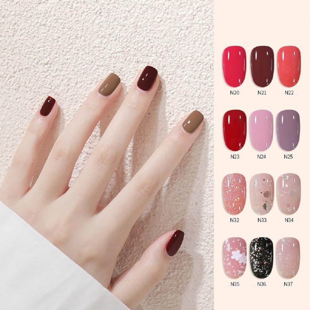 Nail Polish set - Nail Lacquer Quick Dry, Full Size, Vibrant, Colorful, Trendy, Glitter, Glossy, Metallic, Matte Nail Art Nail Shades (N2 naked powder flash, 52g)
