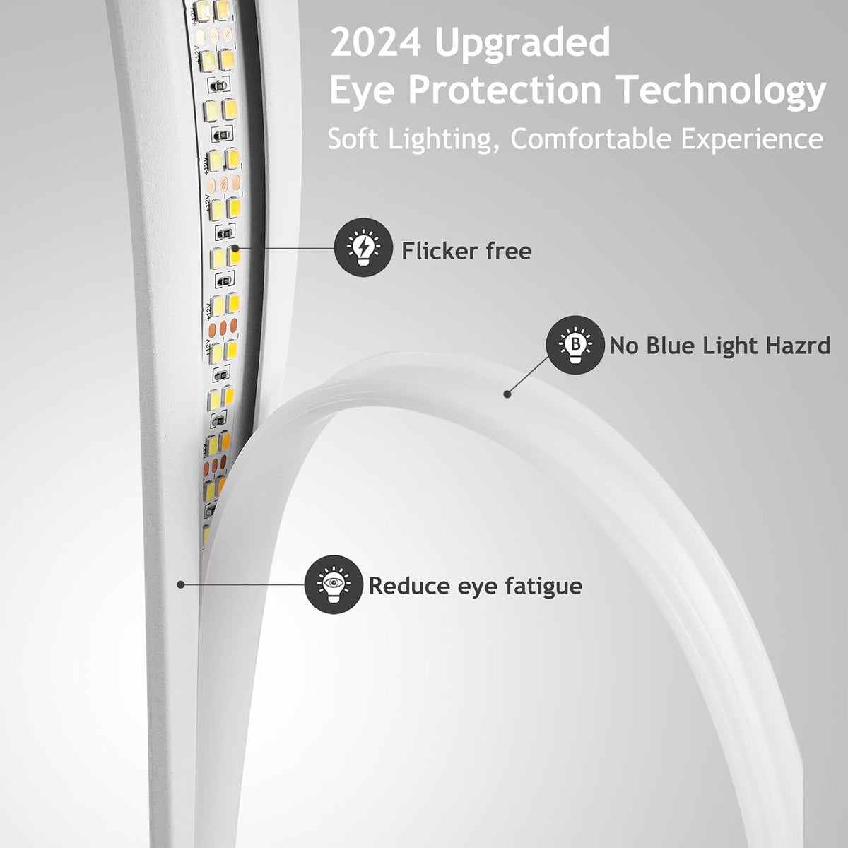 NUÜR White Spiral LED Table Lamp, Stepless Dimmable Bedside Lamp