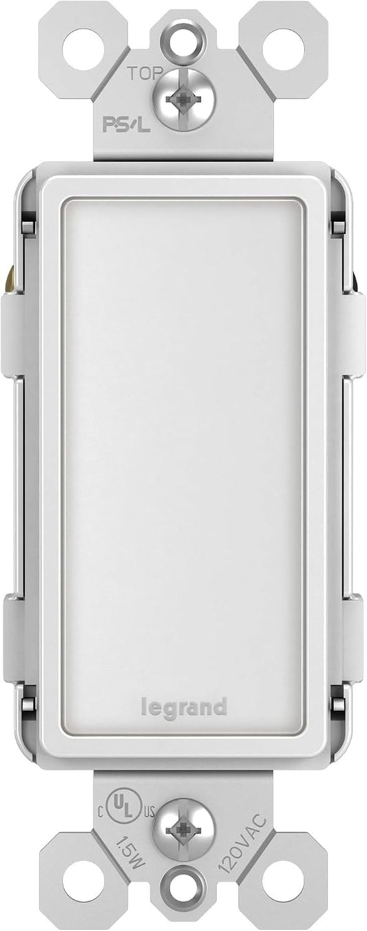 Pass & Seymour LED Adjustable Night Light Outlet | Tamper-Resistant | Five Light Levels | Auto Light Sensor | White | Pack of 6