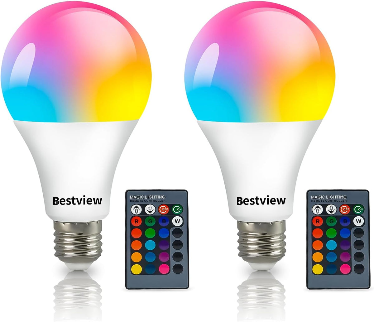 Bestview E26/E27 5W Led RGB Color Changing Light Bulbs with Remote Control