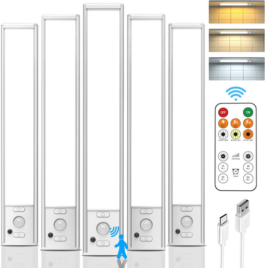 9inch Rechargeable Under Cabinet Lights with Remote 5 Pack Closet Lights