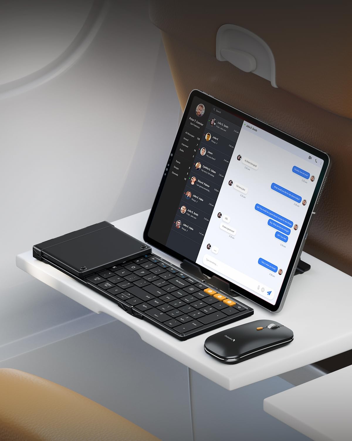 ProtoArc XKM01 Full-Size Foldable Keyboard Mouse Combo for Travel - Black