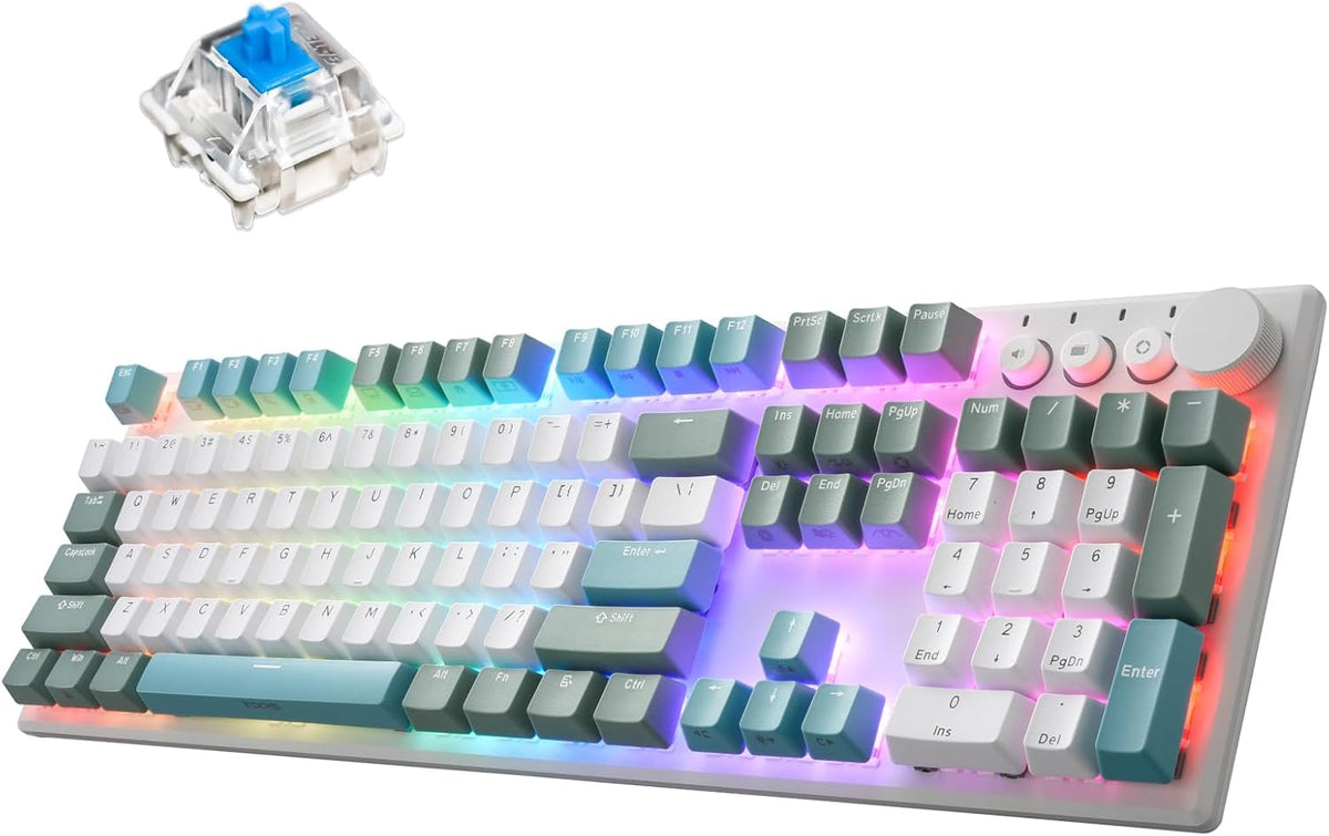 iRocks K74R Wireless RGB Mechanical Keyboard, Hot-Swappable Blue Switches
