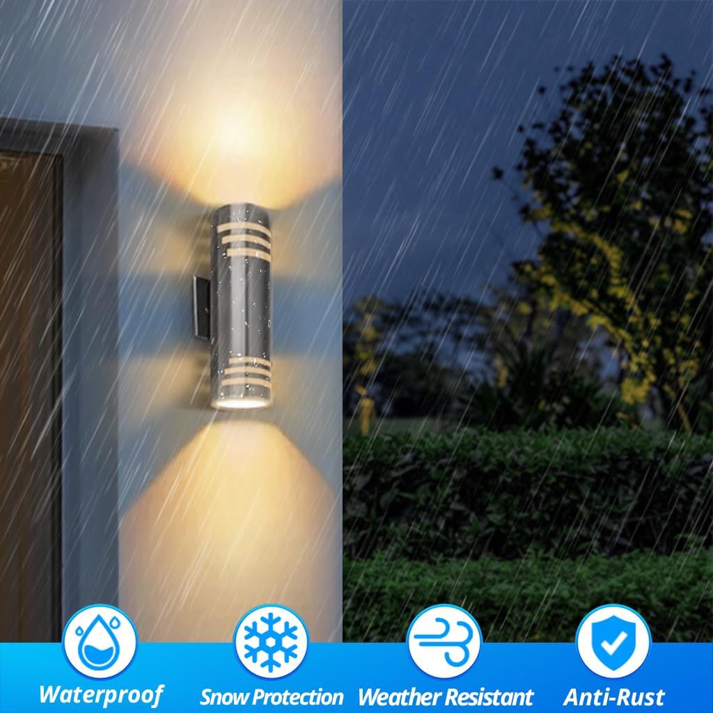 SHIMR Dusk to Dawn Outdoor Wall Lights, Modern Up and Down Sconce