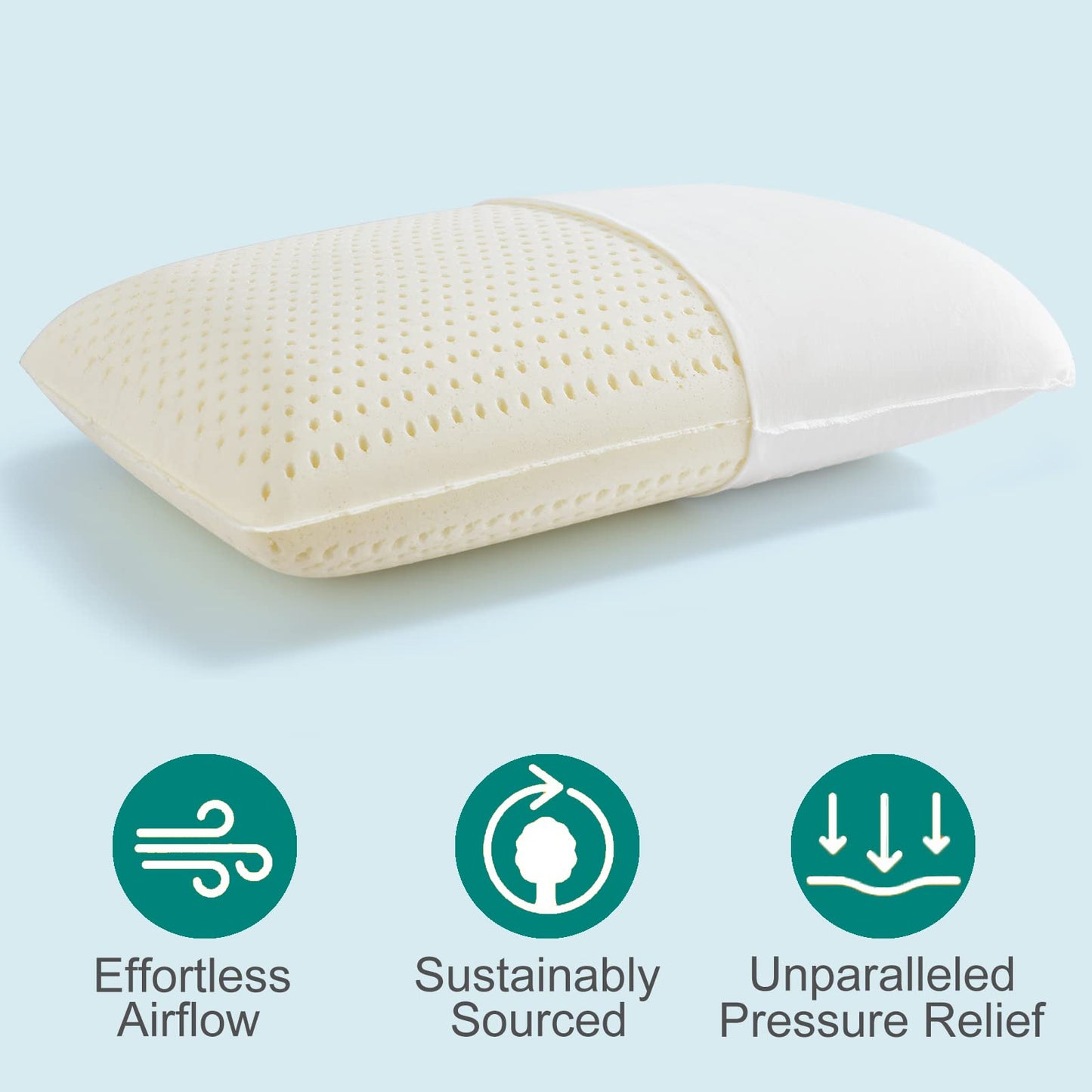 Talalay Latex Pillow, Extra Soft Latex Foam Pillow for Sleeping, Bed Pillow for Back with Removable Cotton Cover, Side and Stomach Sleepers, Helps Relieve Shoulder and Neck Pain (Standard Size)