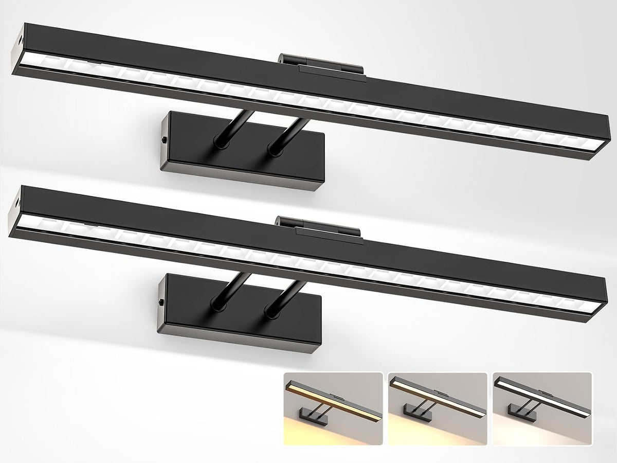 PESUTEN Picture Light for Wall, 16in Battery Wall Sconce Art Light CCT Dimmable Magnetic Battery Lights for Painting with Remote Control for Gallery Artwork Living Room Portraits Hallway 2PCS Black