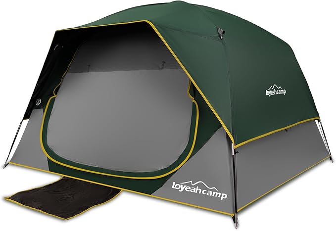 4 Person Blackout Camping Tent, Easy Setup Waterproof Family Dome Tent for Camping with Rainfly, Portable Double Layer Large Family Tent for Outdoor Camping&Hiking