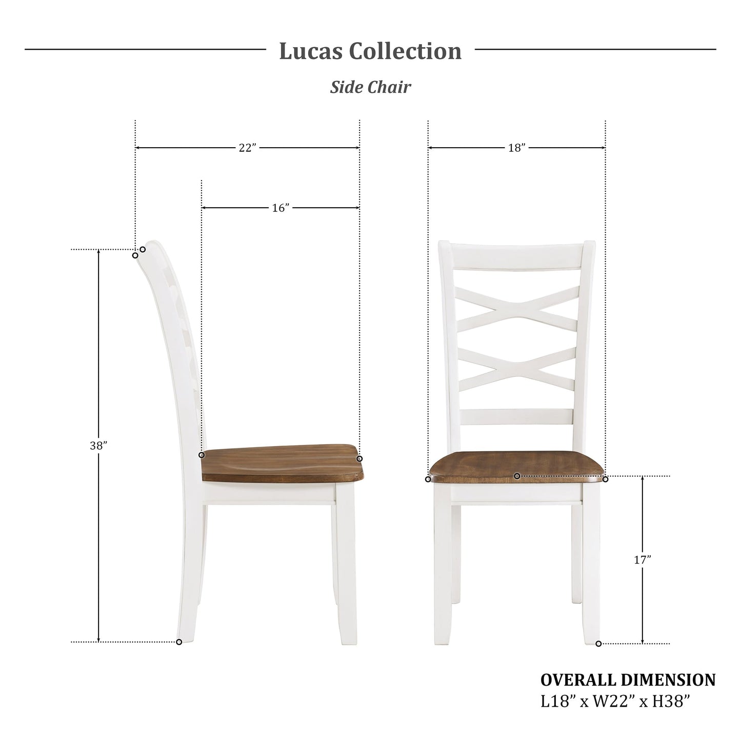 Lexicon Dining Table Set for 6 with Chairs, Solid Wood 7 Piece Farmhouse Dining Room Table and Chairs Set of 6, Cross Back, Easy Assembly Seater for Indoor Home, Dinner, Kitchen, Cherry/White