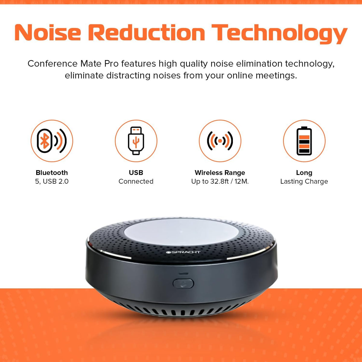 Spracht Desktop or Travel Conference Speaker & Microphone Voice Pickup w/Noise Reduction/Mute/Indicator 360° Omnidirectional Mic w/Bluetooth or USB Connectivity 5.0 for Zoom MCP4010