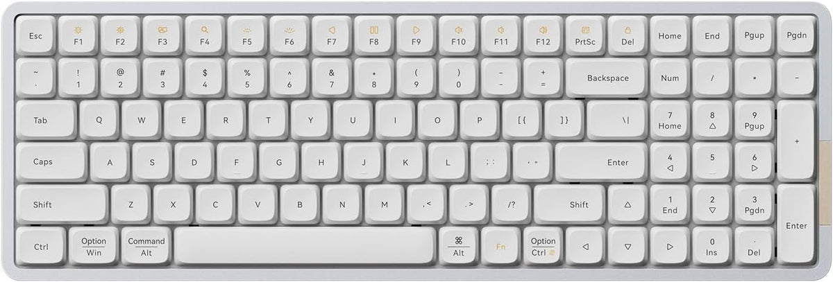 LOFREE Flow Low Profile Mechanical Keyboard, 100 Keys Rechargeable Wireless Keyboards with Bluetooth and Wired Connection for Windows, Mac OS/White Ghost Linear Switches