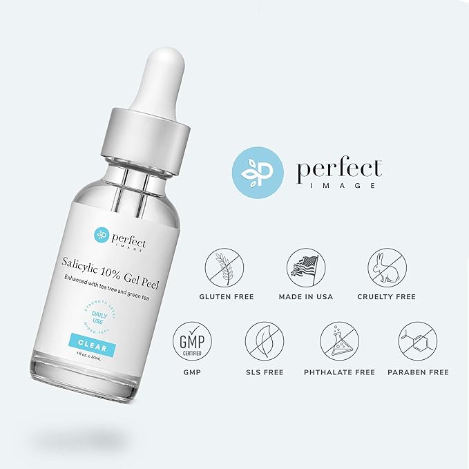 Salicylic 10% Gel Peel, Breakout and Pore Minimizer and Cleanser, 15-30 Full Facial Chemical Peels, 1 fl oz. e, 30 mL – Perfect Image