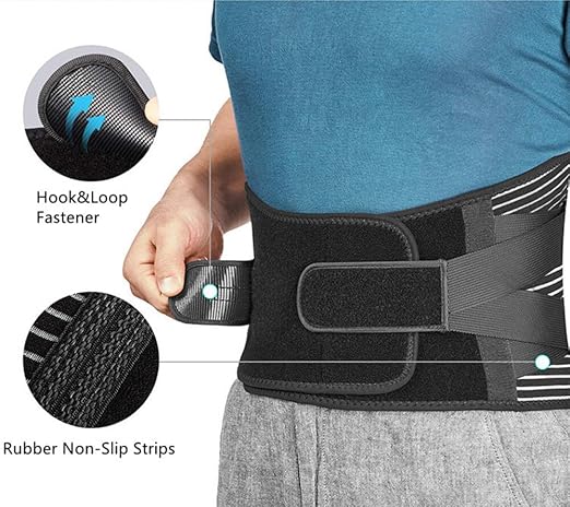 Back Support Belt for Ultimate Relief: Adjustable Lumbar Brace with Anti-Skid Design, 6 Stays, and 16-Hole Air Mesh for Sciatica, Herniated Disc, and Heavy Lifting (Medium)