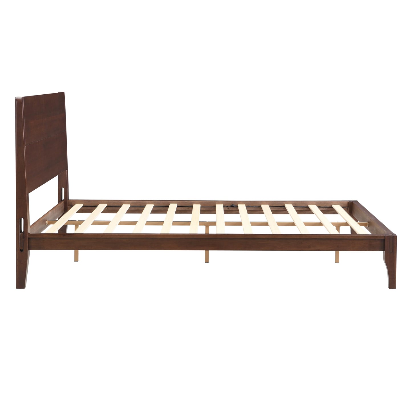 Merax Full Size Bamboo Platform Bed, Mid-Century Modern Bed Frame with Tall Headboard, Solid Sustainable Bedframe Full-Size, Wood Slat Support, No Box Spring Needed, Easy Assembly, Espresso