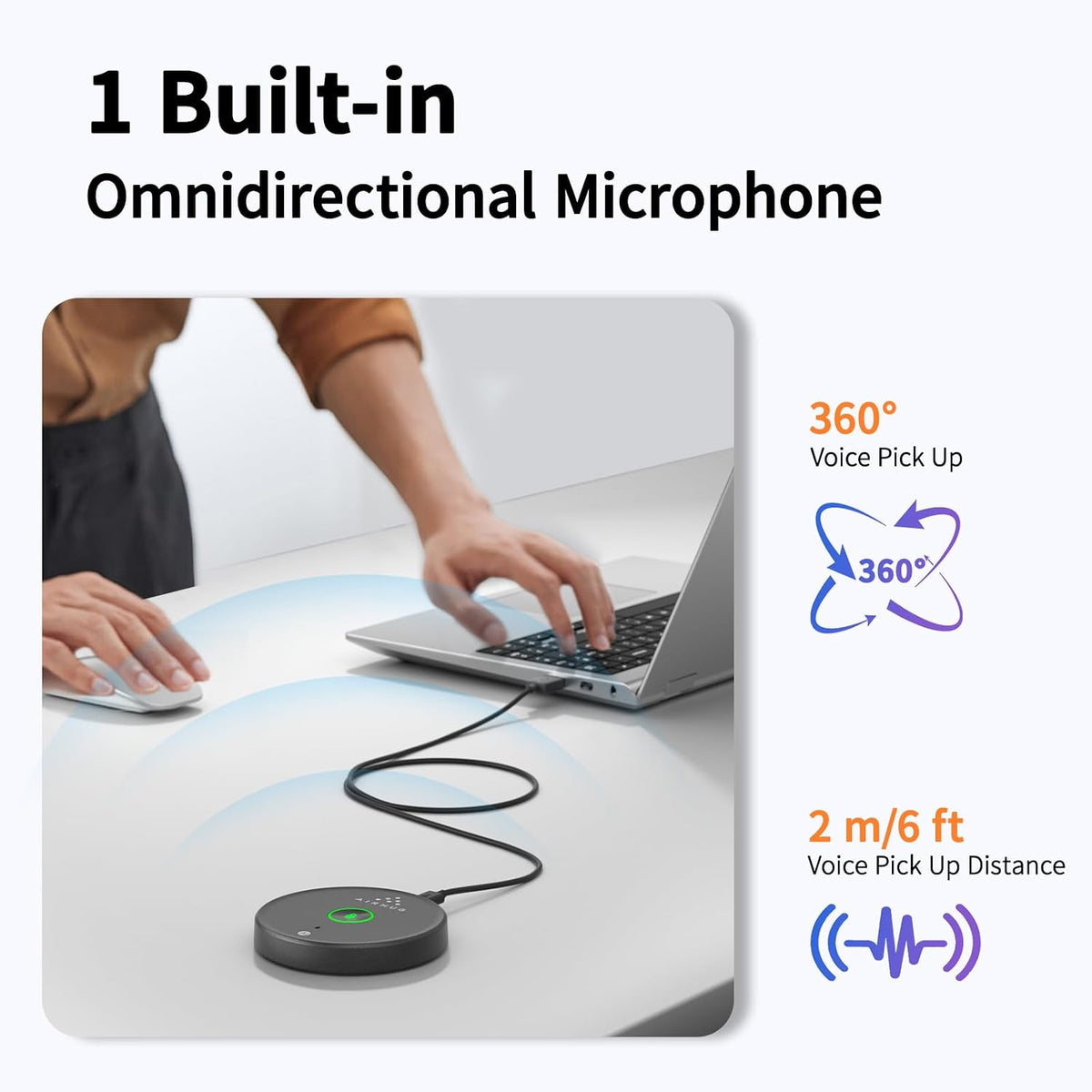 AIRHUG USB Microphone No Speaker, Desktop Computer Mic for Laptop