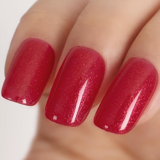 Dark Peach Glitter Gel Polish, Golden Sparkly Deep Peach Red Gel Nail Polish, 15ml UV/LED Soak Off Gel Polish for Manicure Salon or DIY Nail Art at Home - GP0093